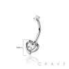 316L SURGICAL STEEL TOP CZ WITH CZ HEART EYEBROW (CURVED BARBELL)